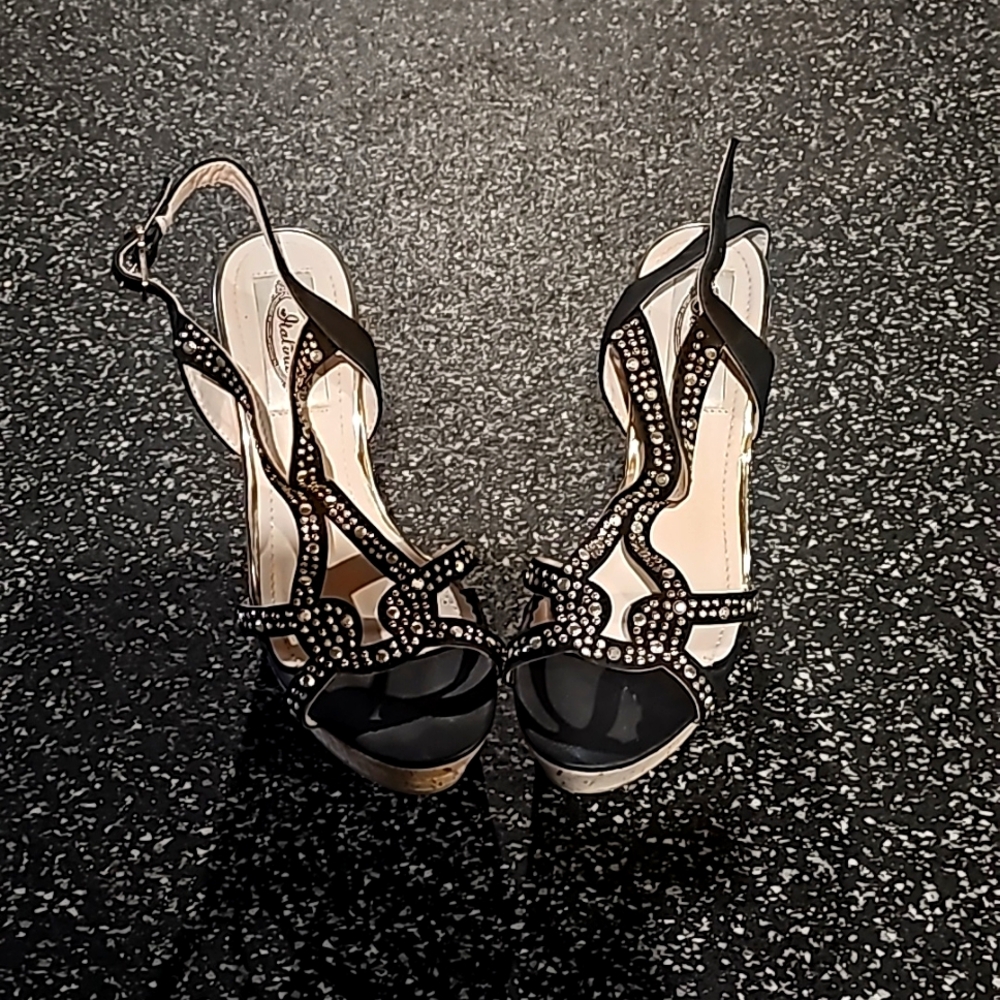 Italina Black and Gold wedge heel size 8